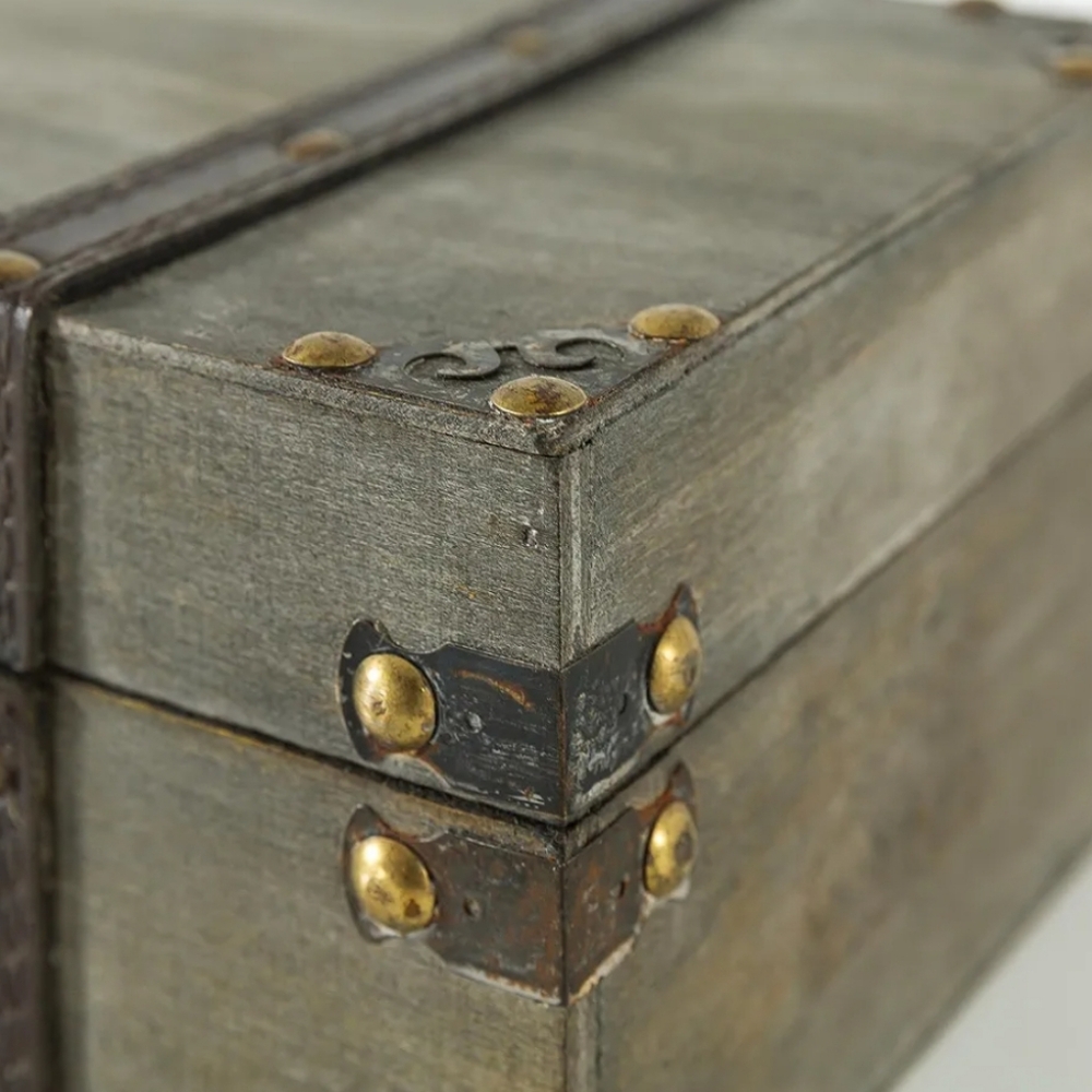 Vintage Style Storage Trunk Set - Gray and Gold (2 Pc Set) - Picture 3 of 8